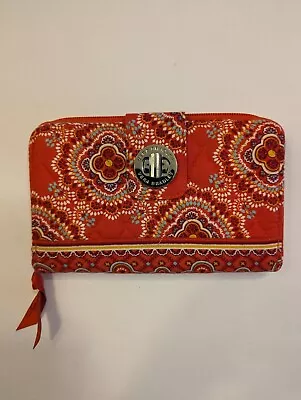 Vera Bradley Wallet Turn Lock & Zip Retired Paprika Pattern • $15.25