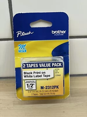 Genuine Brother M-231 P-touch Label Tape 1/2  Black On White • $10