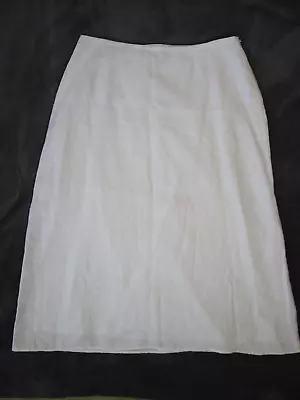 J. JILL Women's Sz 12 White 100% LINEN Lined Straight Midi Skirt • $19.95