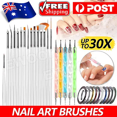 $5.85 • Buy 30pcs Nail Art Brushes Dotting Pen Polish Tool Design Set Brush Painting Drawing