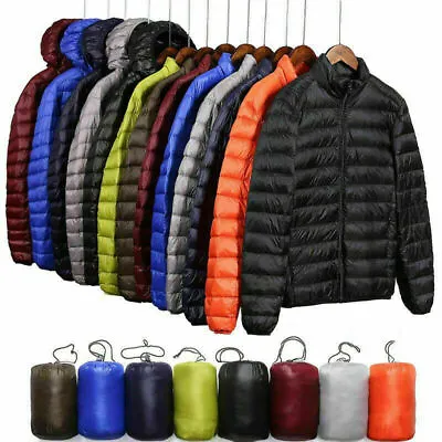 Men's Packable Duck Down Jacket Winter Ultralight Coat Hooded Puffer Jacket Coat • $28.59