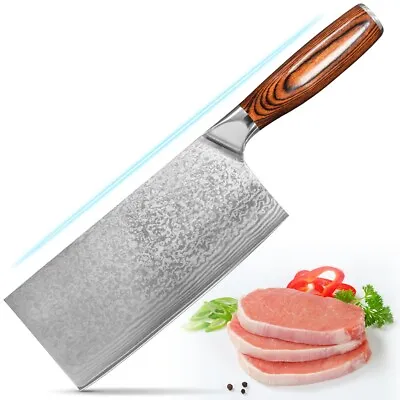 Damascus Kitchen Knife Chinese Chef Knife Full Tang Meat Cleaver Knife For Home • $59.99