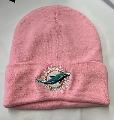 Miami Dolphins Pink Cuffed Lined Winter Hat Cap Beanie • $14.99