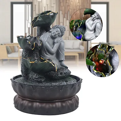 Tabletop Water Fountain Zen Meditation Indoor Waterfall Feature With LED Light • $26.60