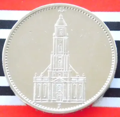 GERMAN Coin 1935 J 5 REICHSMARK POTSDAM Garrison CHURCH Silver 3RD WW2 Mark RARE • $38.99