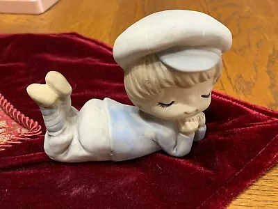 Vintage UCTCI Japan Blue Hat Boy Reclining Figurine  • $13.95