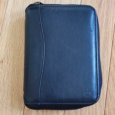 Franklin Covey SpaceMaker Black Genuine Leather Pocket Planner 6-ring • $20