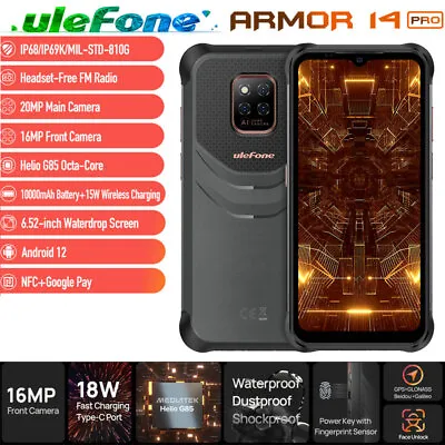 Unlocked 4G LTE Ulefone Armor 14 PRO Rugged Phone Waterproof NFC Mobile 10000mAh • $549.99