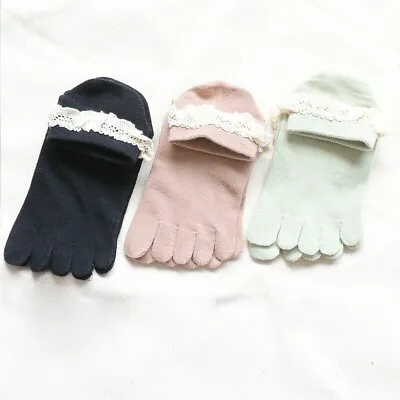 $21.22 • Buy 3 Pairs Lady Princess Five Finger Toe Socks Lace Ruffle Frilly Ankle Socks Soft
