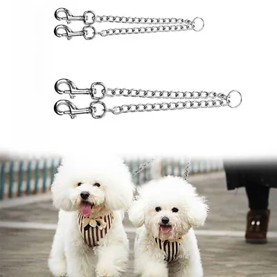 2 Way Dog Puppy Chain Coupler Lead Extension Twin Walk 2 Dogs Double Pet Leash • £6.19