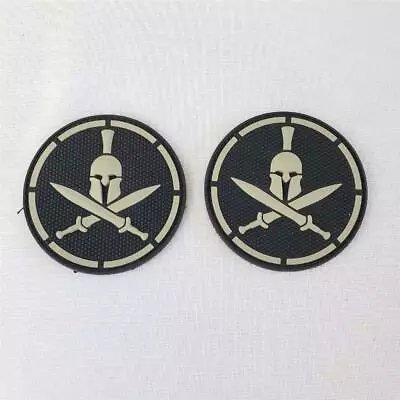 = Lot Of 2 MilSpec Monkey Spartan Helmet Patch Black Hook Material NEW • $8.99