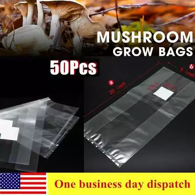 50Pcs Mushroom Spawn Grow Bag Substrate High Temp Pre Sealable Bags 5'' X 20''  • $26.69