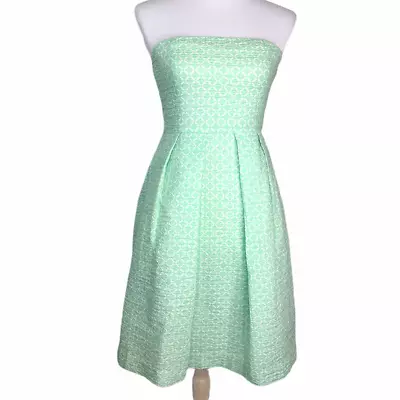 J.Crew Strapless Seersucker Dress Mint Green Lined W/Pockets Sz. 0 • $24