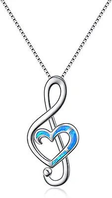 Sterling Silver Music Note Necklaces Created Opal Rose Necklace Gymnastics Jewel • $105.97