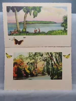 Set Of 2 Vintage E. G. Barnhill Lithograph Prints Trees Water Butterflies • $8