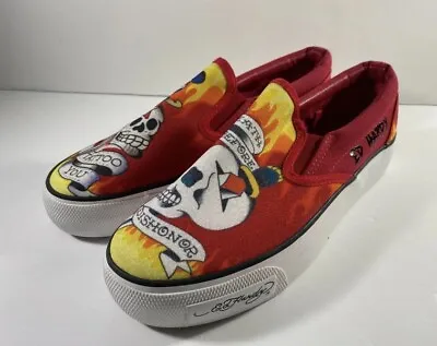 Ed Hardy Women's Slip On Shoes Skulls Flames Tattoo Death Before Pick Your Size • $27.99