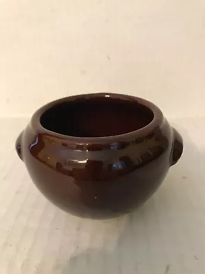 Vintage Small Dark Brown Pottery Usa Bean Pot With Handles • $3.99