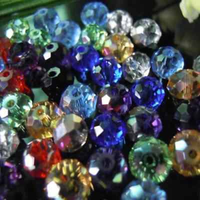100-2000 Faceted MIXED Rondelle Crystal Glass Beads 3mm 4mm 6mm 8mm • £2.29
