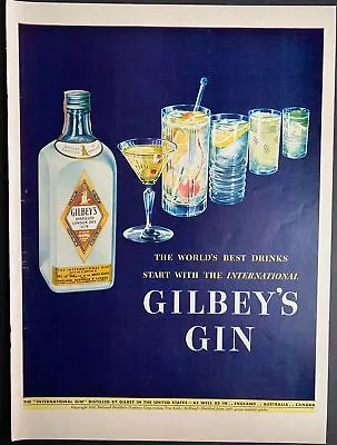 Vintage 1942 Gilbey’s Gin Print Ad • $21