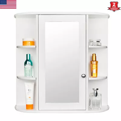 Wall Mount Mirror Cabinet Bathroom Medicine Storage Organizer Open Shelf Rack US • $52.99