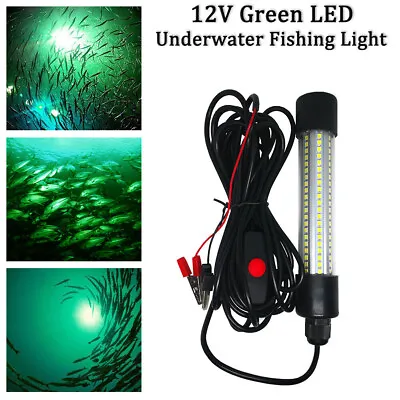 12V LED GREEN UNDERWATER SUBMERSIBLE NIGHT FISHING LIGHT Crappie Ice Squid Boat • $15.98