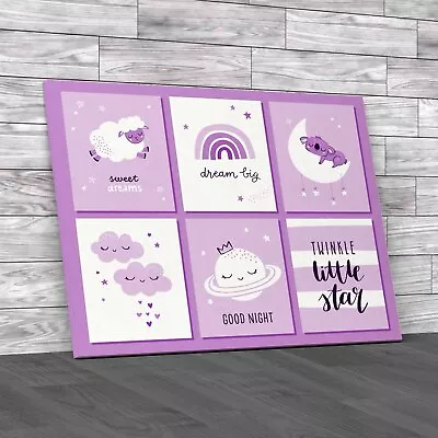 Cute Baby Shower Cards Dream Big With Twinkle Purple Canvas Print Large Picture • £14.95