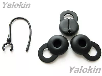 New 4 Pcs Set: 3 Large Black Spout Eartips And 1 Earhook For Jawbone Era Headset • £22.79