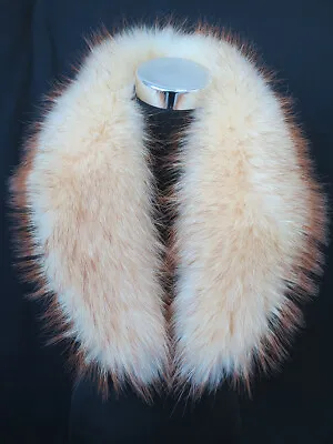 100% Real Raccoon Fur Collar /neck Wrap / Scarf Jacket Beige Hood Collar 80*15cm • $36