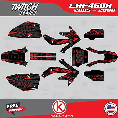 Graphics Kit For HONDA CRF450R (2005-2008) Twitch - Red • $126.99