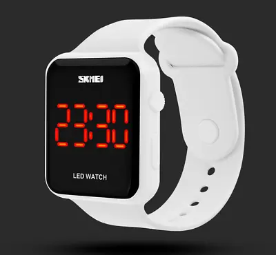 Unisex Simple Design Square Large Face Display Silicone LED Digital Wrist Watch • $29.06