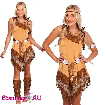 Ladies Pocahontas Native American Indian Wild West Fancy Dress Party Costume • $49.99