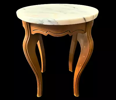 Vintage Small Victorian Drum Table: Marble Top / Mahogany Base; Mid-Century • $139.99