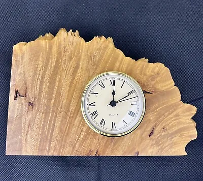 Vintage Charles Elkan Burl Wood Birdseye Maple Quartz Clock MCM Untested 8.25  • $26.24