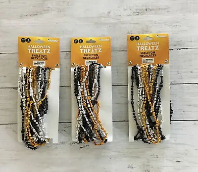 3 Sets Halloween Party Favors/Candy Sub Metallic Skeleton Necklaces 24 Total • $14.99