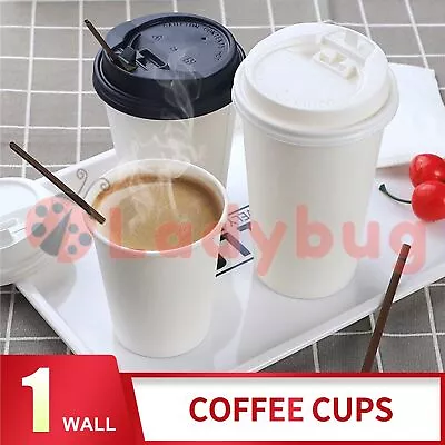 Disposable Coffee Cups 8oz 12oz 16oz Takeaway Paper Single Wall Take Away White • $22.77