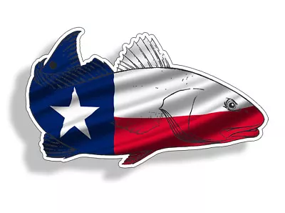 Texas TX Flag Redfish Red Fish Sticker Fishing Car Vehicle Window Bumper Decal • $2.95