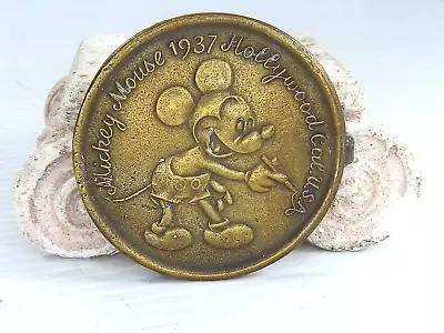 Disney Mickey Mouse 1937 Brass Belt Buckle Sun Rubber 1970s • $55