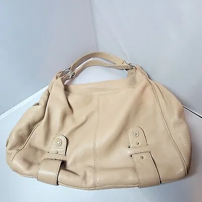$34.99 • Buy Sigrid Olsen Large Beige Bone  Leather Satchel Purse Pouch Shoulder Bag Handbag 