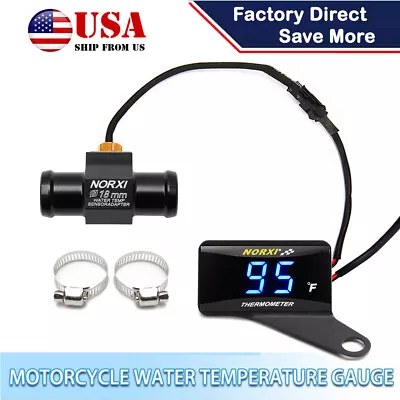 Motorcycle Water Temperature Gauge 32~248°F NORXI Fahrenheit Meter+18mm+Holder • $20.44