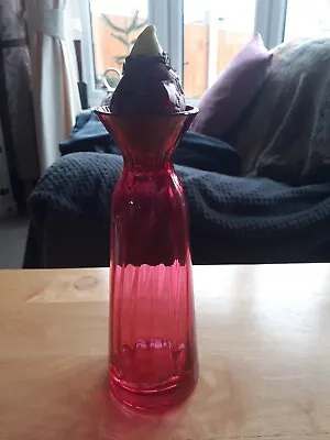 Vintage Hyacinth Bulb Cranberry Glass Vase. • £6.99