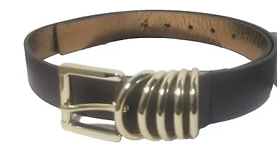 Michael Kors Genuine Leather Belt Brown Size M 40  Gold Buckle 5 Metal Rings • $25