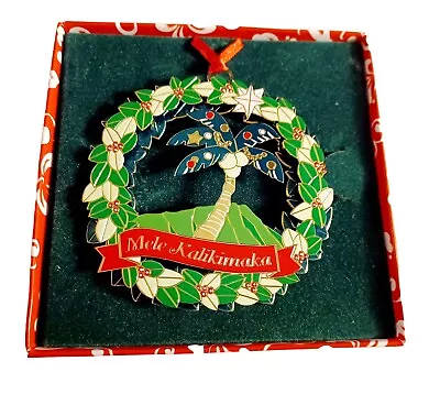 MELE KALIKIMAKA HAWAII Christmas Metal ORNAMENT  PALM 🌴 TREE By Island Heritage • $15