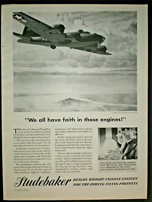 1944 UNCLE SAM With CRYSTAL BALL FLYING FORTRESS Vtg STUDEBAKER Trade Print Ad • $9.99