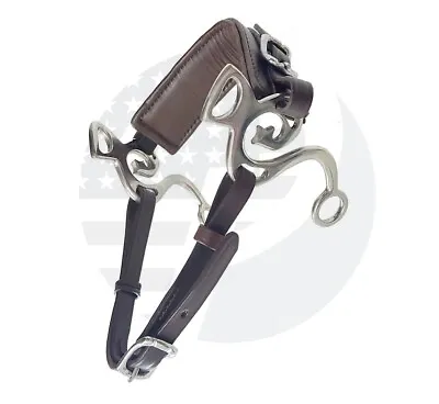 Hackamore Bitless Horse Bit English Western Adjustable Brown Leather • $27.99