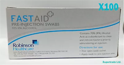£3.30 • Buy Fast Aid Pre-Injection Swabs 70% IPA Alcohol Wipes Piercing Tattoo Nail Medical