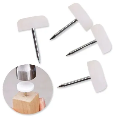 4x WHITE NAIL-IN FURNITURE GLIDES 16mm Feet Leg Divan Chair Bed Table Sofa Couch • £3.89