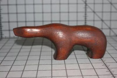 Vintage Arne Tjomsland Carved Teak Polar Bear Norway Stamp 7 ¾” Long Mid Century • $450