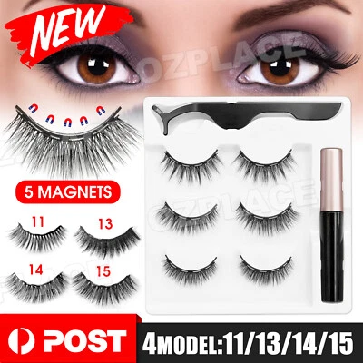 $6.85 • Buy Magnetic False Eyelashes Natural Eye Lashes Extension Liquid Eyeliner Tweezer