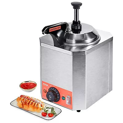 VEVOR 2.3Qt Nacho Cheese Dispenser W/ Pump Hot Fudge Warmer Condiment Melter • $170.99