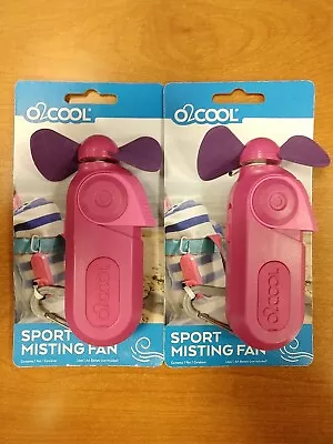 2 Pk: O2Cool Sport Misting Fan Carabiner Portable Battery Powered Pink - 12B • $11.99